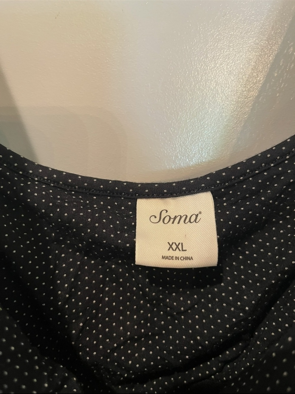 Soma micro polka dot Black Lace-Trim Maxi camisole nightgown. So comfy! - Picture 2 of 8